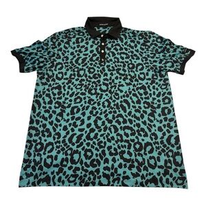 BYRDGANG Men's Leopard Print Polo Shirt - Size L